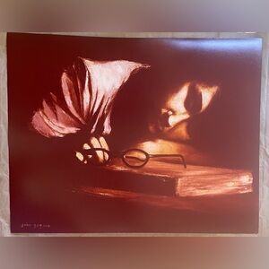 NWT Vintage Jon Gagnon Art Print Girl With Book Portrait 11x14